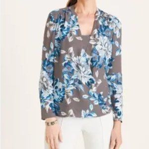 Chicos wrap hi-lo taupe blouse floral blouse size 3